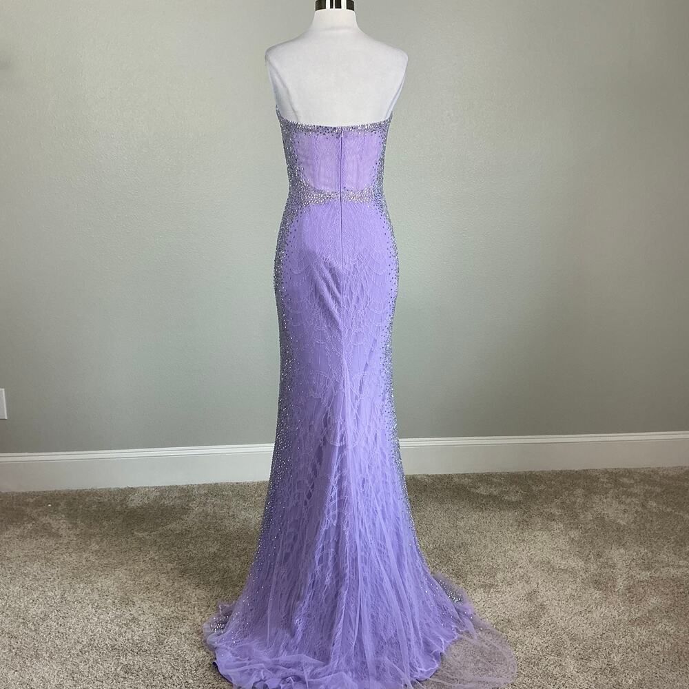 Jovani 5503 Beaded Lace Strapless Mermaid Evening Gown Lilac Purple Size 6 Dress - Picture 7 of 11